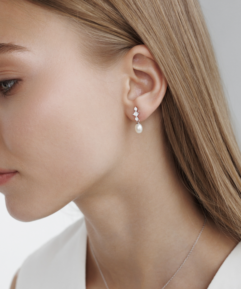 Sidabriniai auskarai su perlais ir cirkoniais