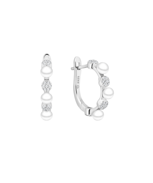 Sidabriniai auskarai su perlais ir cirkoniais