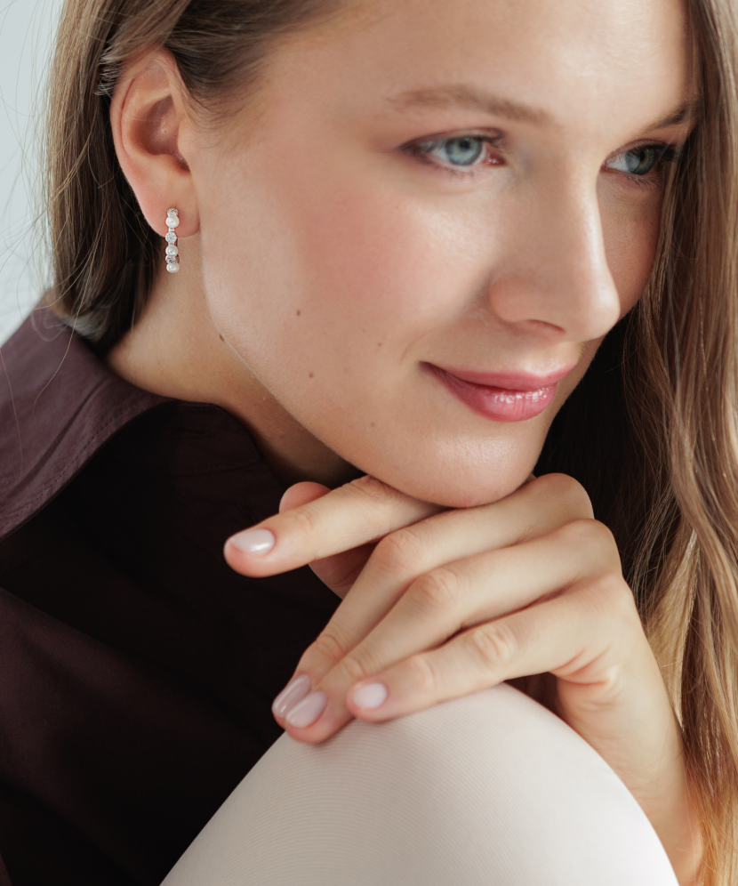 Sidabriniai auskarai su perlais ir cirkoniais