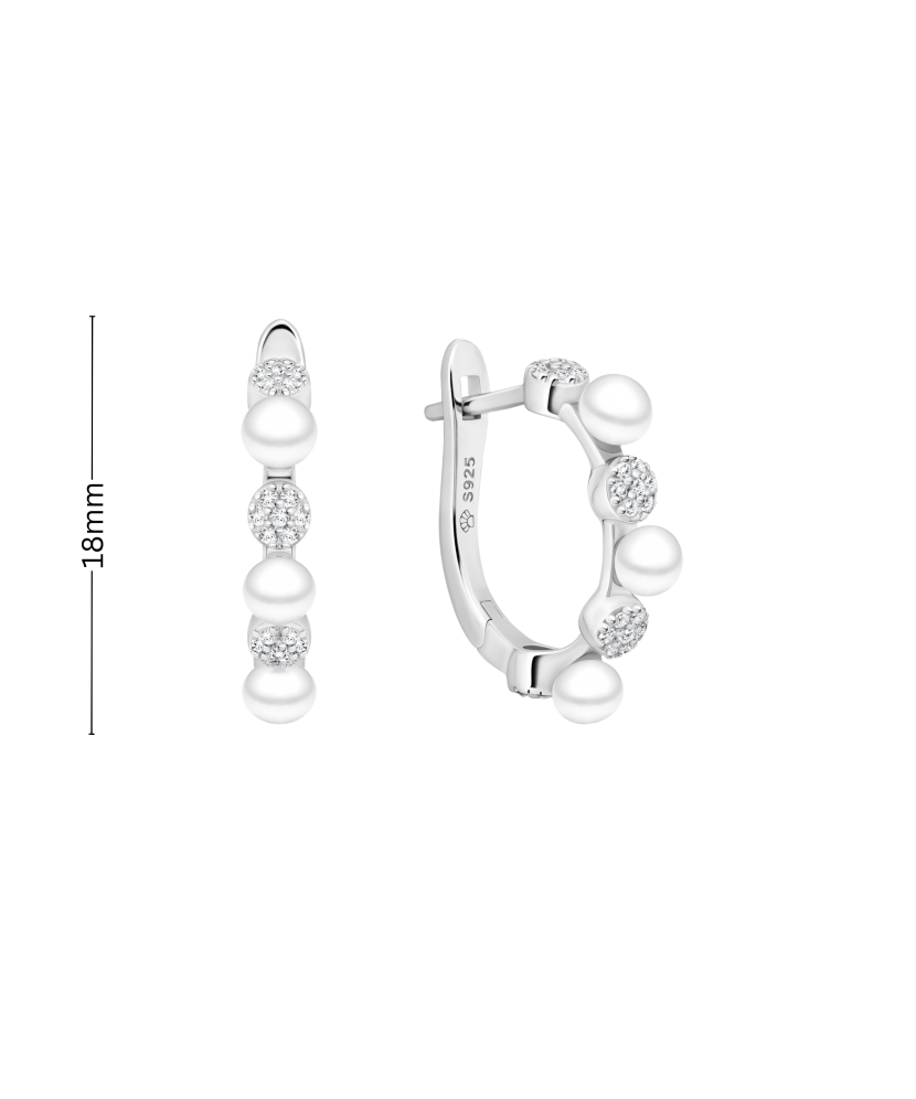 Sidabriniai auskarai su perlais ir cirkoniais