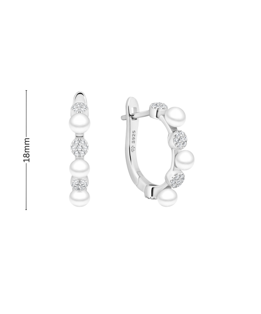 Sidabriniai auskarai su perlais ir cirkoniais