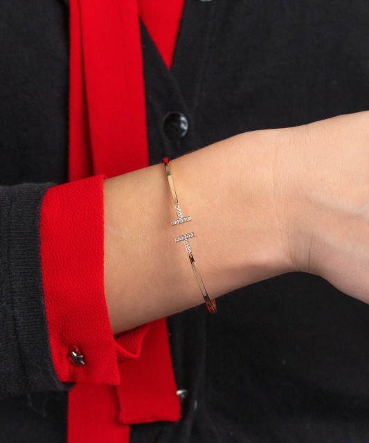 Auksinė Kieta Apyrankė su cirkoniais