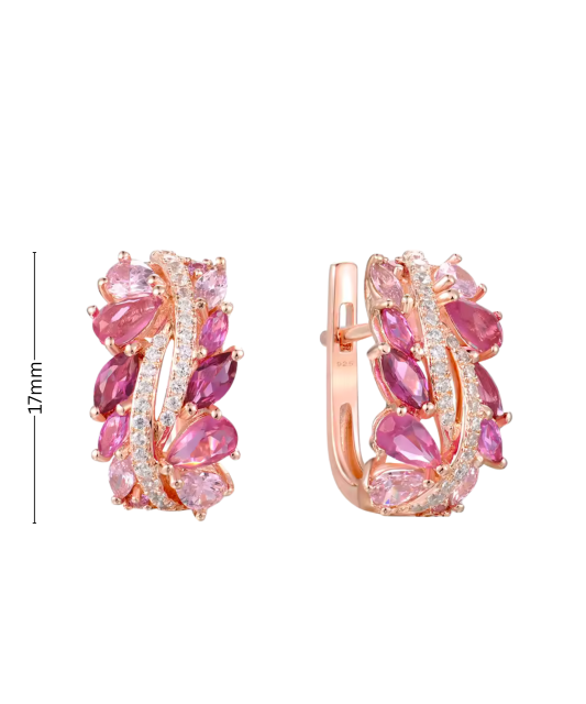 Paauksuoti Sidabriniai auskarai su nano safyrais ir cirkoniais