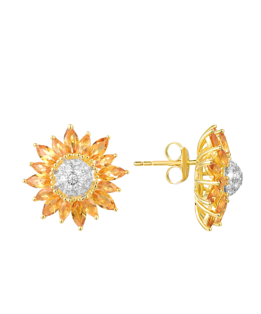 Paauksuoti Sidabriniai auskarai su špineliais ir cirkoniais