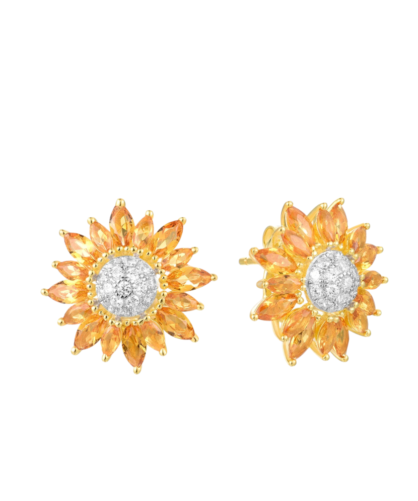 Paauksuoti Sidabriniai auskarai su špineliais ir cirkoniais