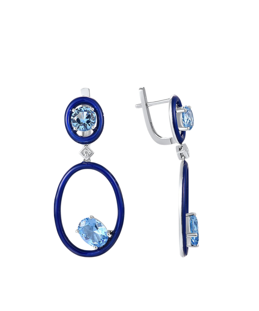 sidabriniai auskarai su cirkoniais ir emale