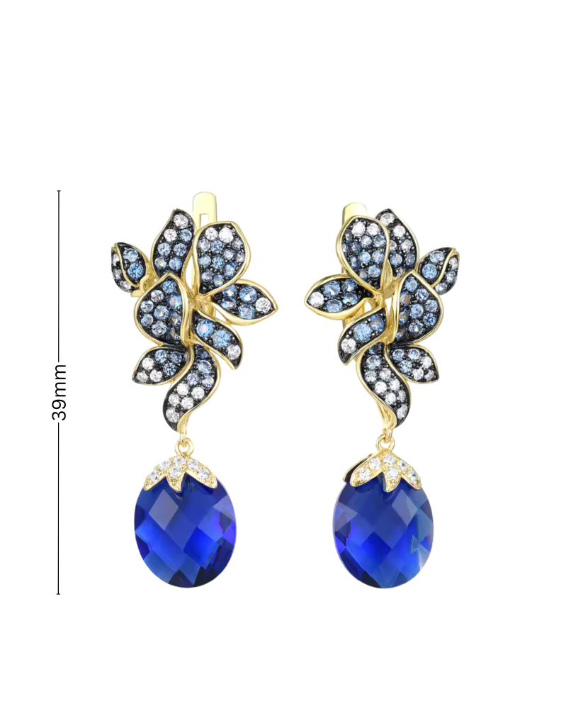 Paauksuoti Sidabriniai auskarai su špineliais ir cirkoniais