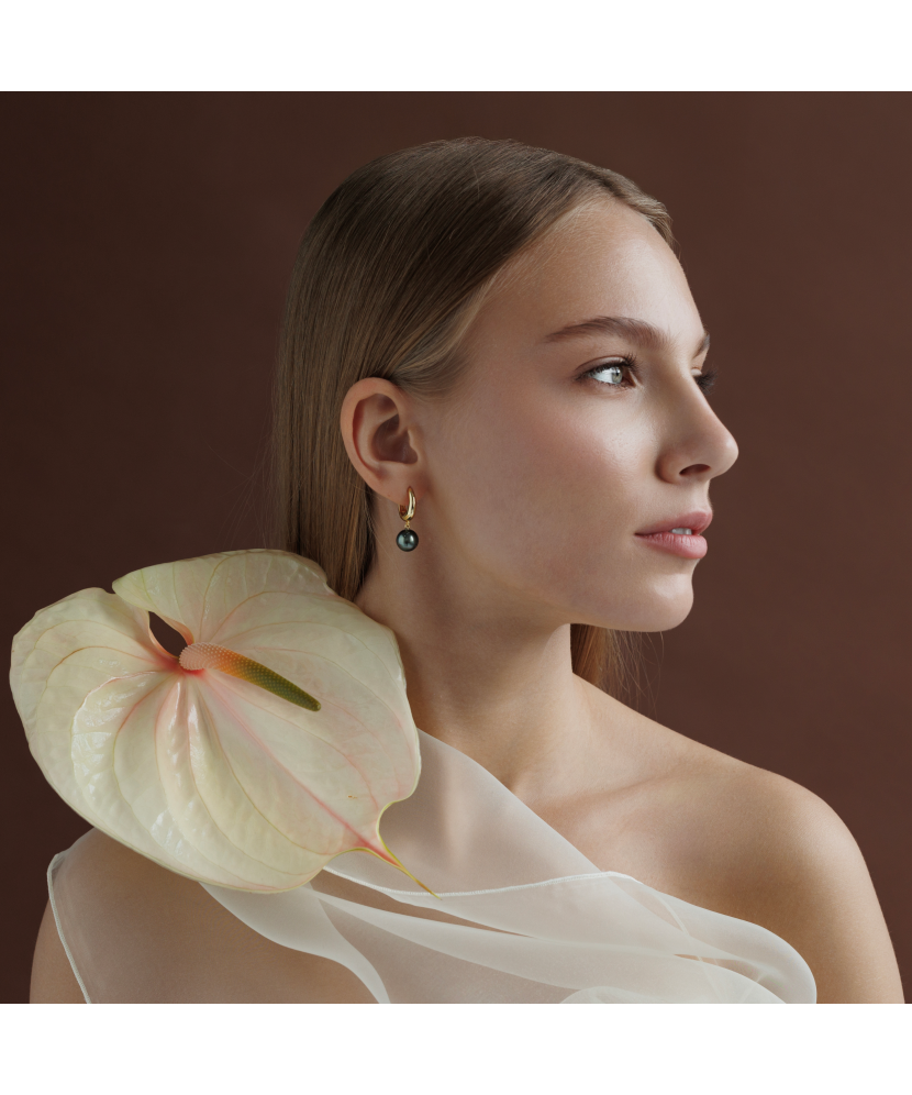 Paauksuoti Sidabriniai auskarai su Taičio perlais