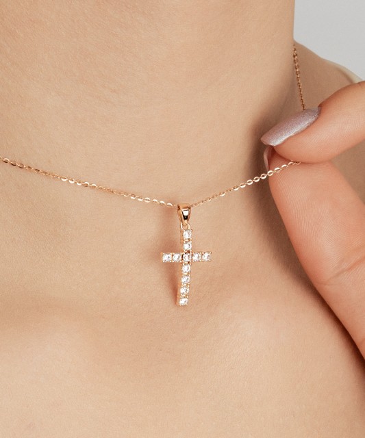 Auksinis pakabukas su cirkoniais "Kryželis"