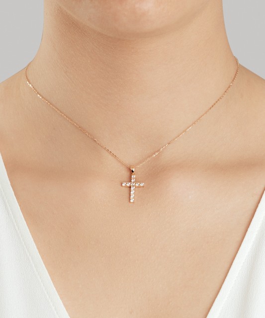 Auksinis pakabukas su cirkoniais "Kryželis"