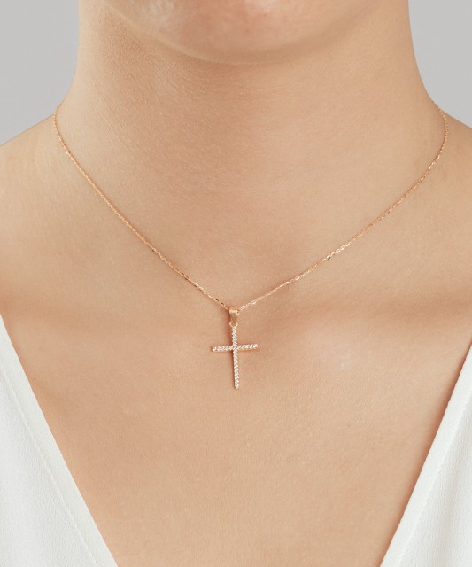 Auksinis pakabukas su cirkoniais "Kryželis"