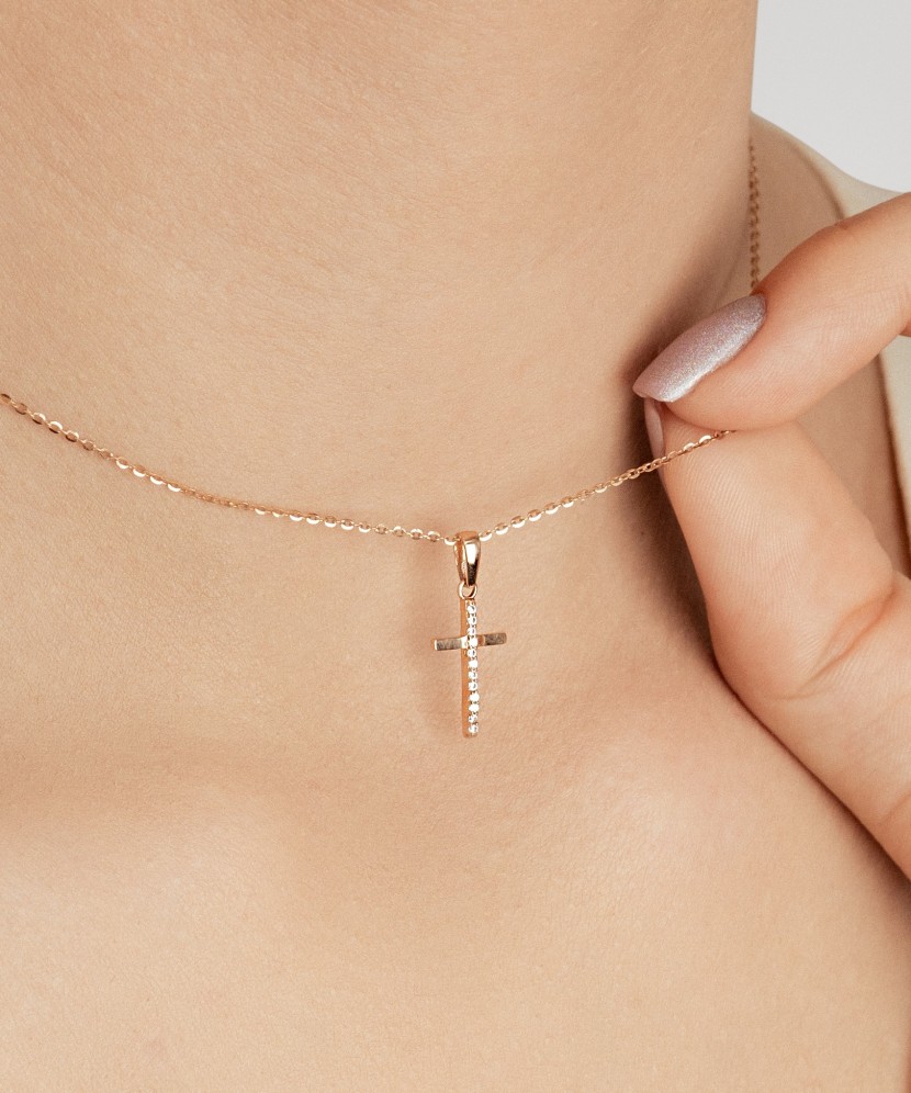 Auksinis pakabukas su cirkoniais "Kryželis"