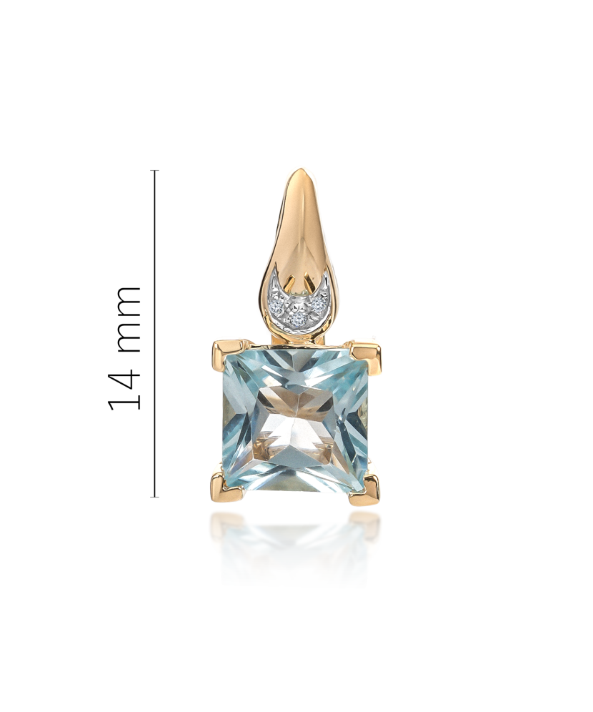 Geltono aukso pakabukas su deimantais ir topazu