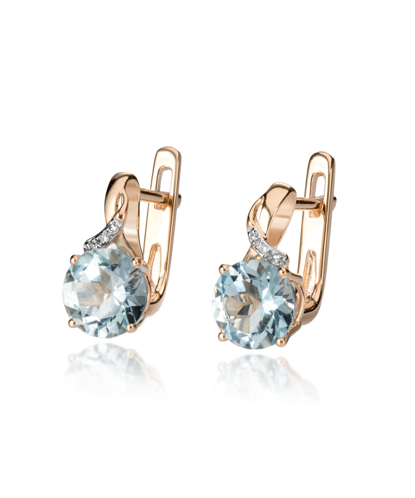 Auksiniai auskarai su deimantais ir topazais