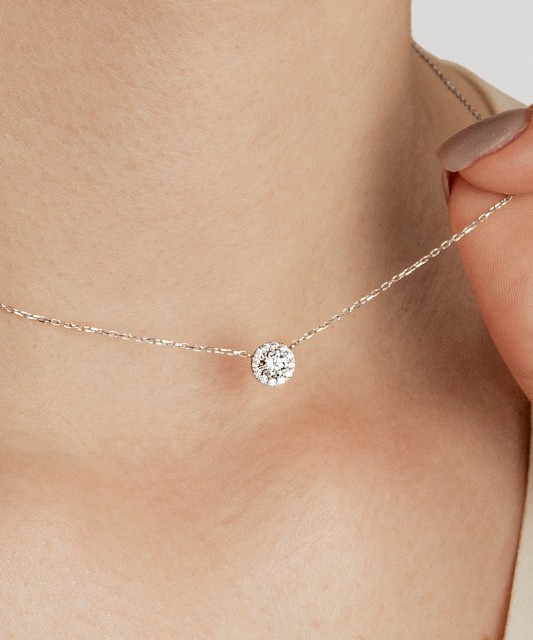 Balto aukso grandinėlė su cirkonio pakabuku  - Goldinga