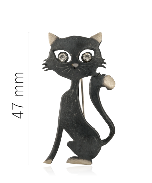 Sidabrinė sagė su kristalais "Katė"