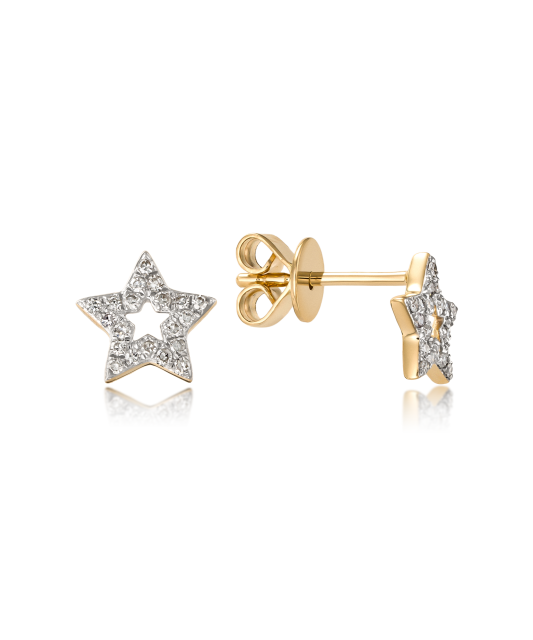 Geltono aukso auskarai su deimantais