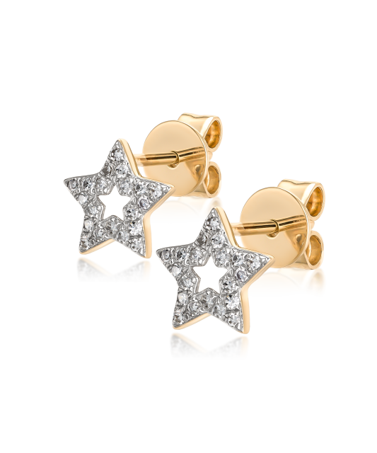 Geltono aukso auskarai su deimantais