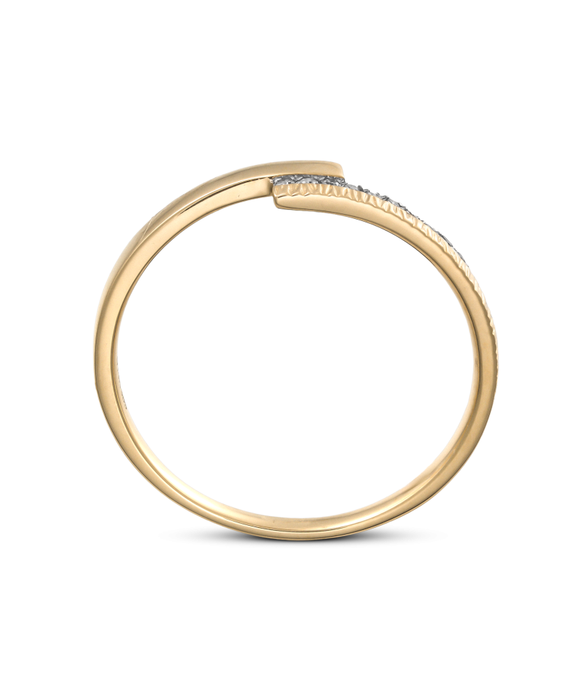 Geltono aukso žiedas su deimantais