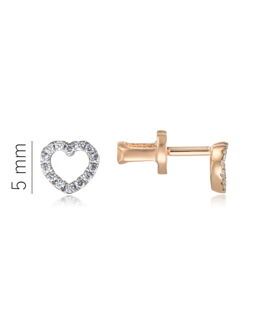 Auksiniai auskarai su deimantais "Širdelė"