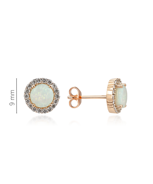 Auksiniai auskarai su opalu ir cirkoniais