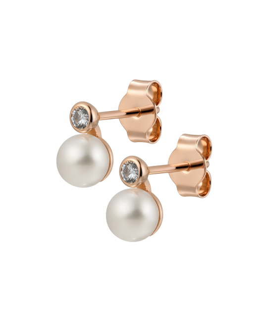 Auksiniai auskarai su perlais ir cirkoniais