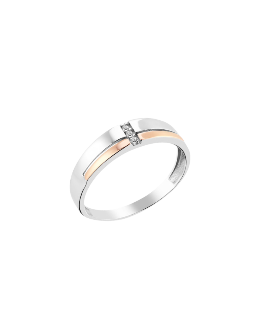 Sidabrinis žiedas dengtas auksu su cirkoniais