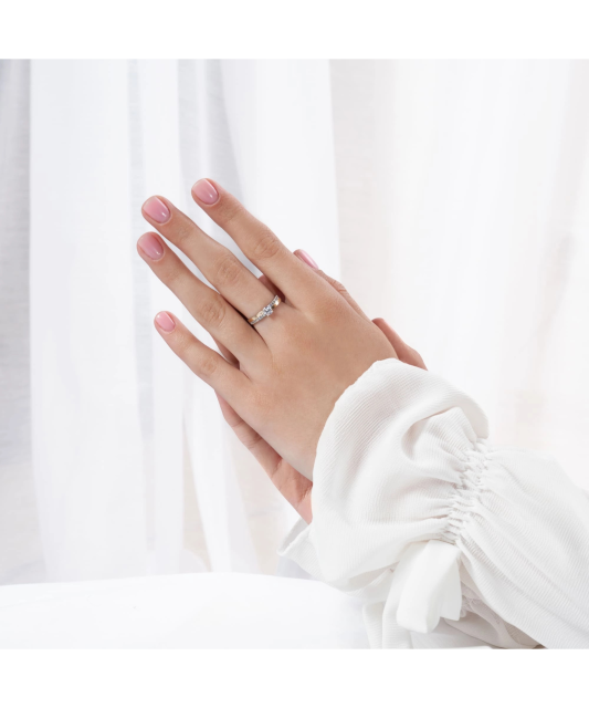 Sidabrinis žiedas dengtas auksu su cirkoniais