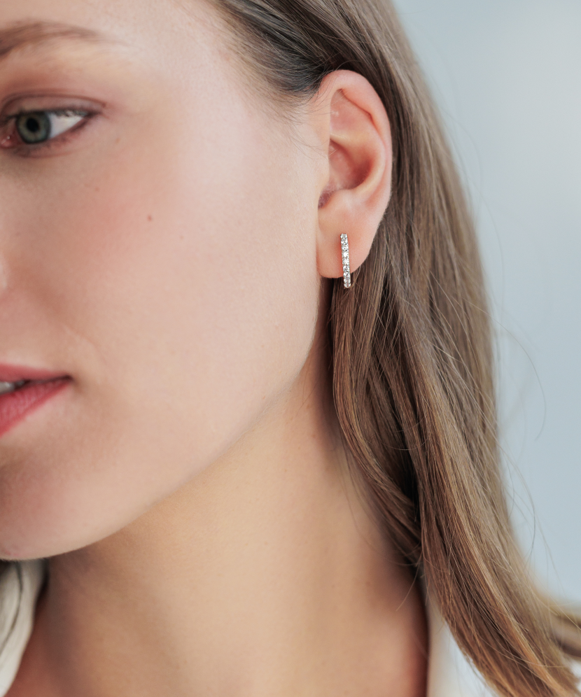 Dvipusiai Paauksuoti Sidabriniai auskarai su perlais ir cirkoniai