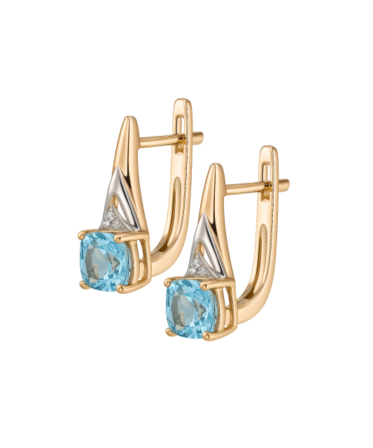 Auksiniai auskarai su topazais ir deimantais