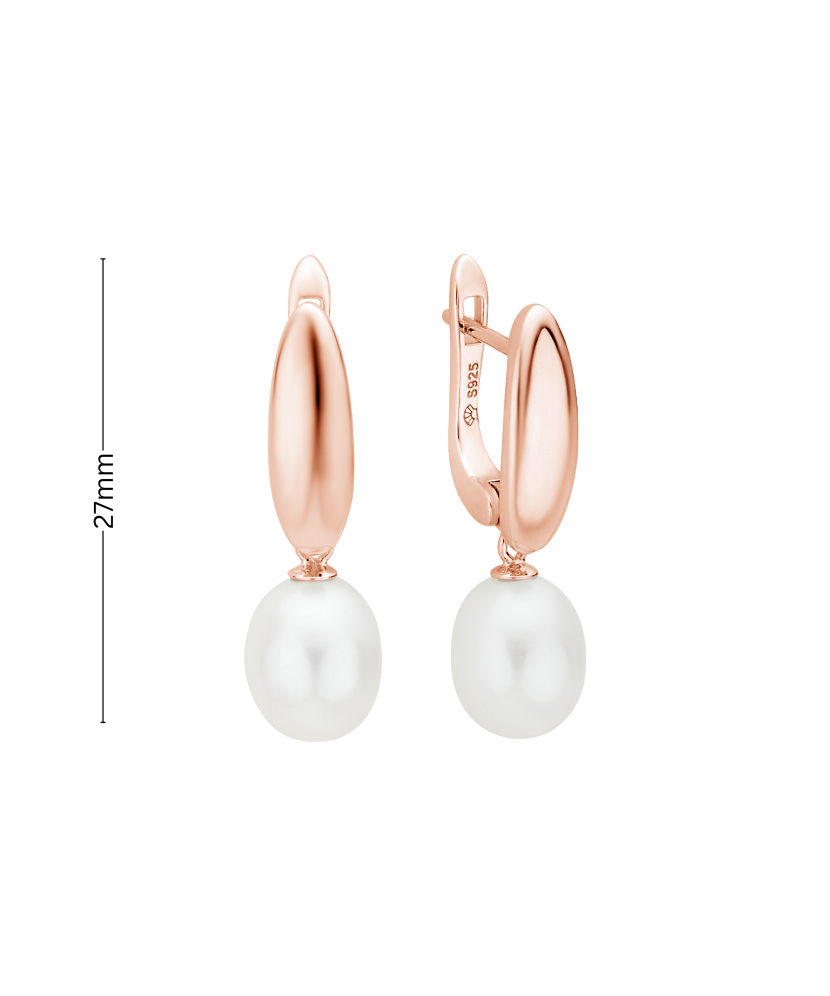 Paauksuoti Sidabriniai auskarai su perlais