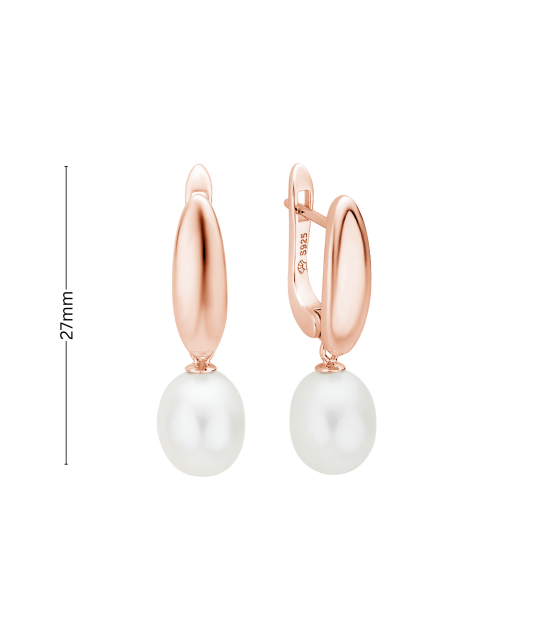 Paauksuoti Sidabriniai auskarai su perlais