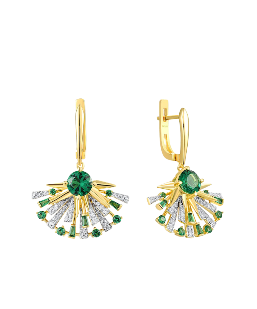 Paauksuoti Sidabriniai auskarai su cirkoniais ir špineliais