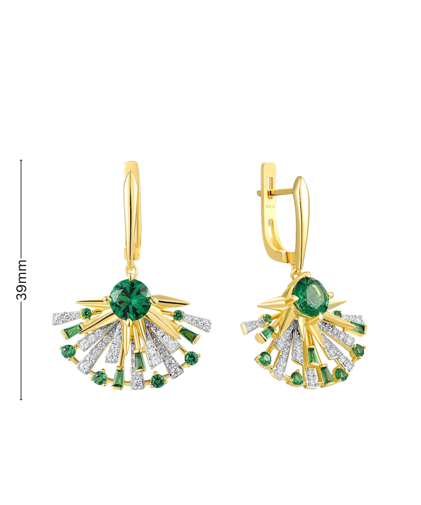 Paauksuoti Sidabriniai auskarai su cirkoniais ir špineliais