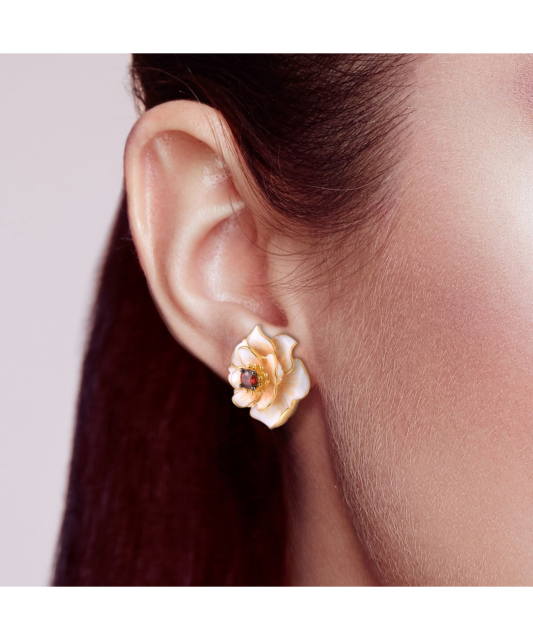 Paauksuoti Sidabriniai auskarai su cirkoniais ir emale