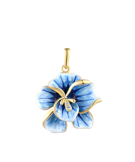 Paauksuotas Sidabrinis pakabukas su cirkoniais ir emale