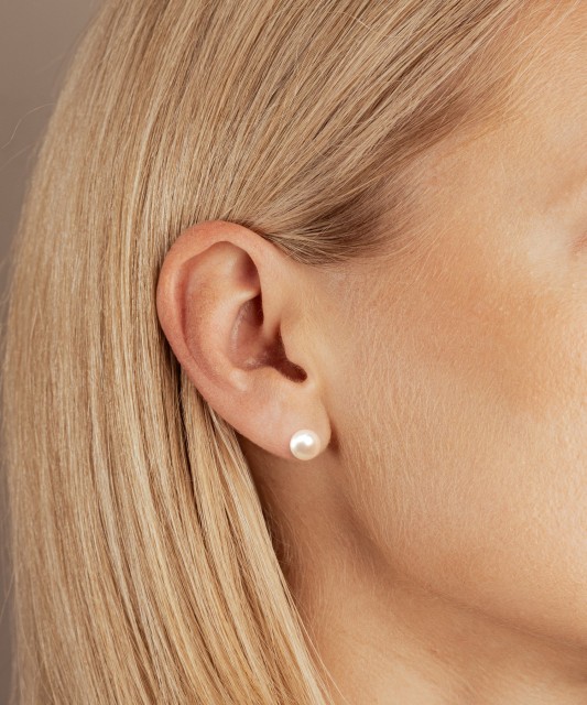 Auksiniai auskarai su natūraliais perlais 8 mm  - Goldinga