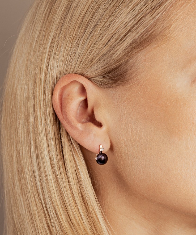 Auksiniai auskarai su perlais ir cirkoniais