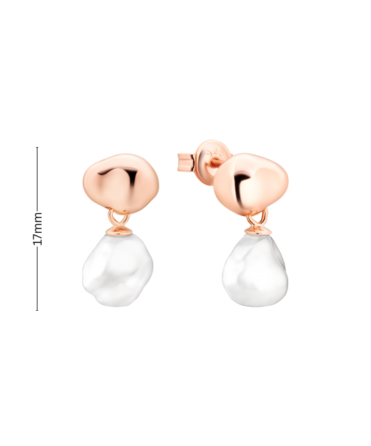 Paauksuoti Sidabriniai auskarai su  Keshi perlais