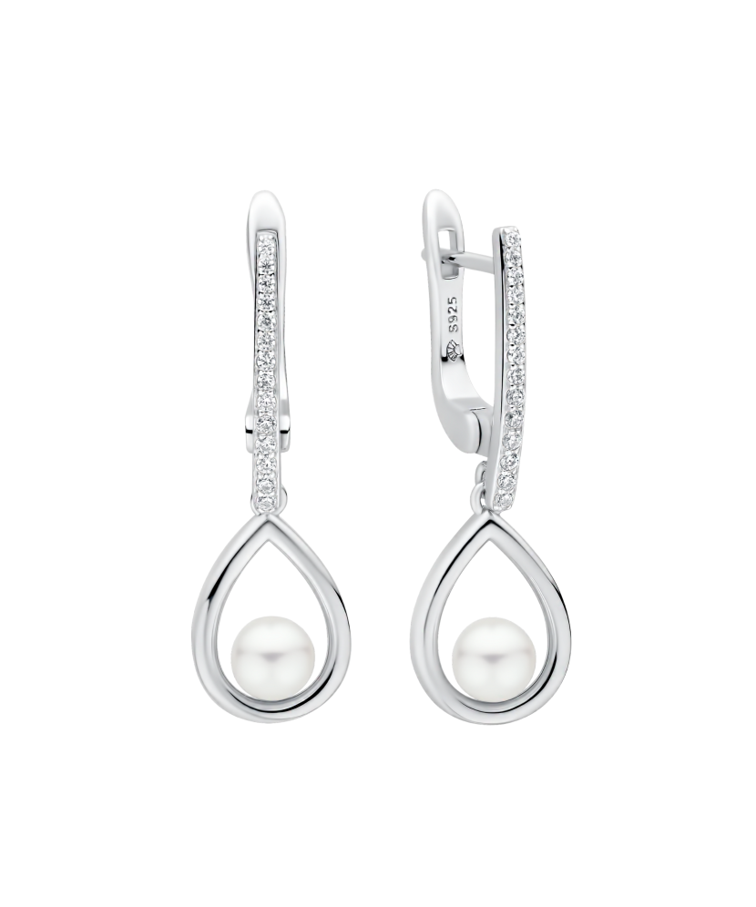 Sidabriniai auskarai su perlais ir cirkoniais