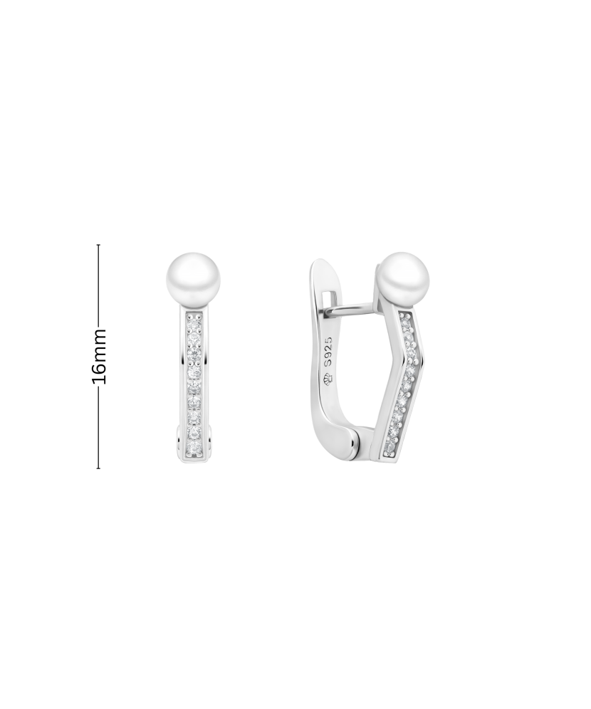 Sidabriniai auskarai su perlais ir cirkoniais