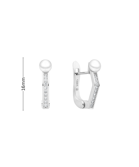 Sidabriniai auskarai su perlais ir cirkoniais