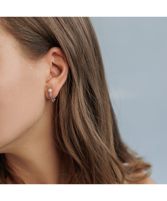 Sidabriniai auskarai su perlais ir cirkoniais