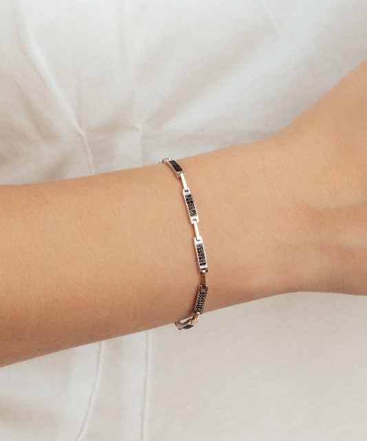 Sidabrinė apyrankė dengta auksu su cirkoniais