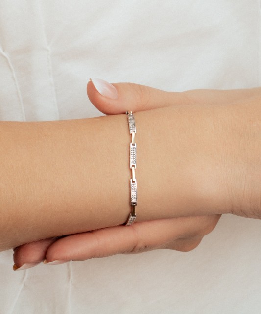 Sidabrinė apyrankė dengta auksu su cirkoniais