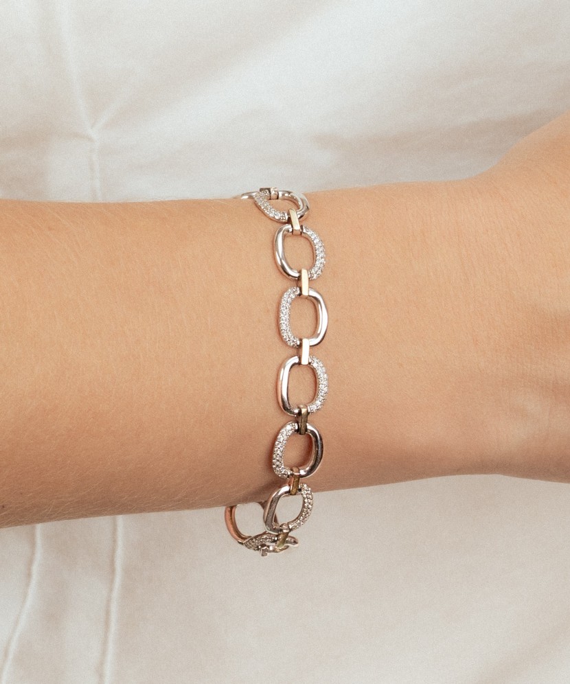 Sidabrinė apyrankė dengta auksu su cirkoniais