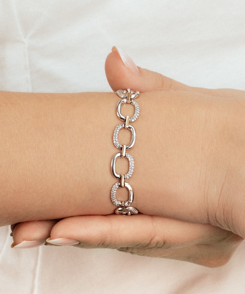 Sidabrinė apyrankė dengta auksu su cirkoniais