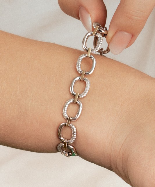 Sidabrinė apyrankė dengta auksu su cirkoniais