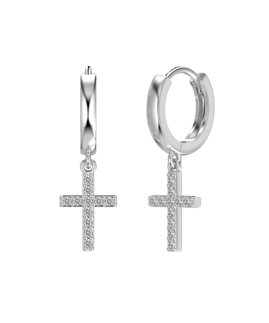 Sidabriniai auskarai su cirkoniais "Kryželis"