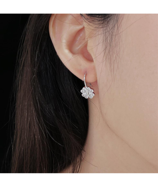 Sidabriniai auskarai su cirkoniais "Dobilas"